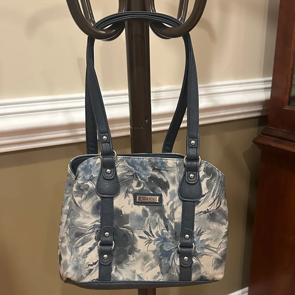 Floral Shoulder Bag in Blue by KOLTOV.